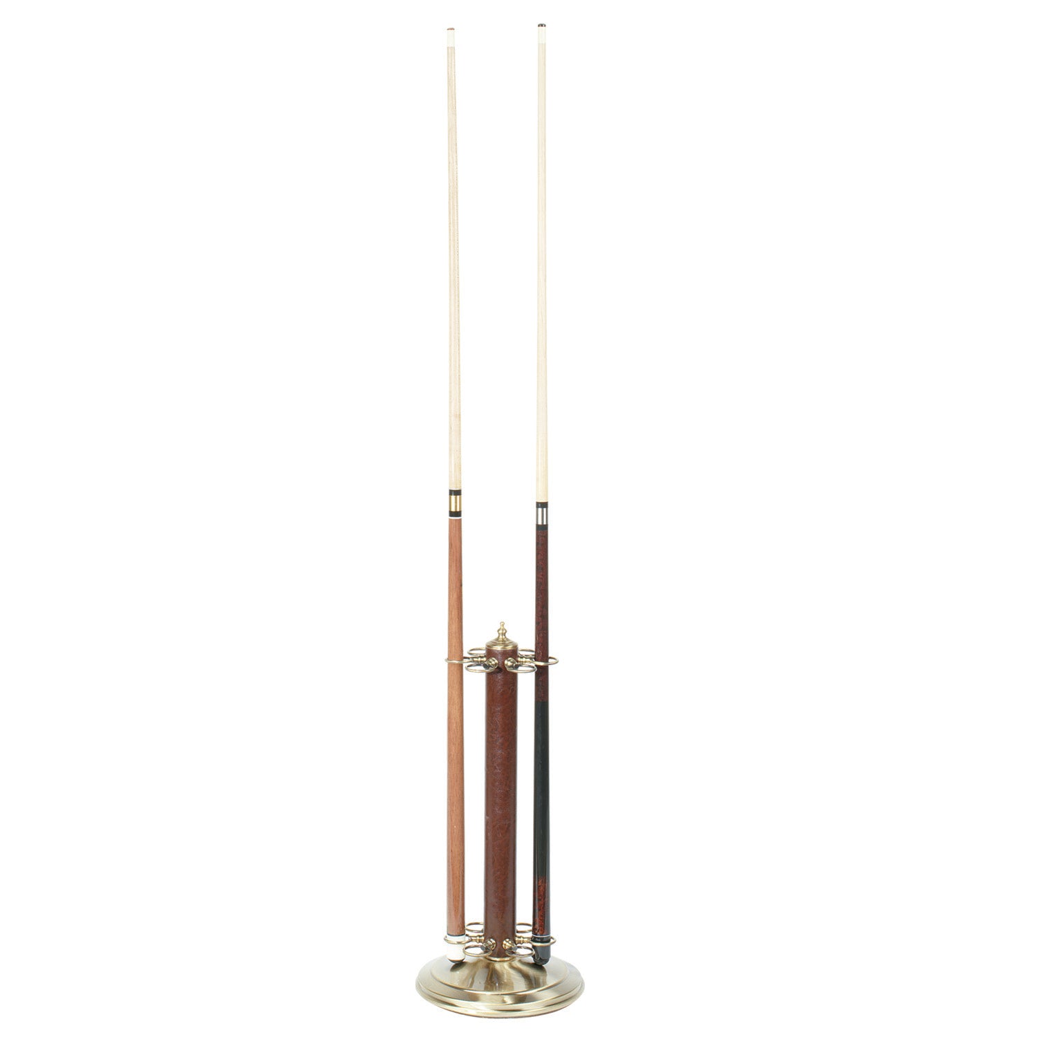 24" Floor Cue Stand - Metal - Brown Leather image