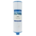 A single cylindrical water filter cartridge with a white pleated body, blue top and bottom caps, and a central white label with blue text. The label shows the model number 40401.