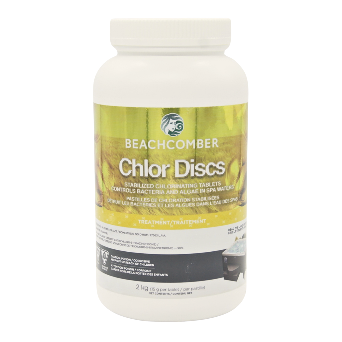 Beachcomber Chlor Discs 2 kg hot tub chlorine sanitizer shown on a white background.