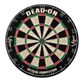 A circular dartboard with a black outer rim, beige scored sections, and red and green inner rings. The top of the board reads 'DEAD-ON' and the sides show 'Viper' branding.