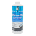 A 1L white plastic bottle of Beachcomber Eliminate Plus stain and scale inhibitor, featuring a blue and white label with a black base, shown on a plain white background.