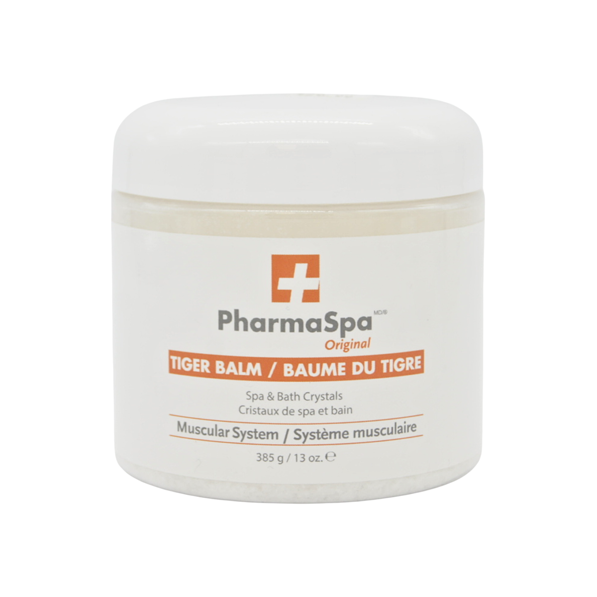 PharmaSpa Original Tiger Balm in a white plastic jar with a white lid, featuring an orange and black label on a white background.