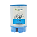 A ProAqua PA-1650 replacement filter cartridge for a Softub FC-9000 filter, featuring a white pleated body with blue plastic end caps and a central label.