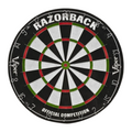 A Razorback dartboard with black, white, red, and green segments, featuring the brand name 'RAZORBACK' and 'OFFICIAL COMPETITION' text on a plain white background.