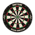 A professional Shot King Viper dartboard on a solid white background, featuring a black outer ring, cream-colored scoring segments, and red and green concentric rings.