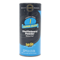 Sun-Glo Super-Glide Speed 1 shuffleboard powder 454g canister with a black and blue label, front view.