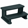 A two-step plastic step ladder in Black with a textured wavy grip pattern on the steps, isolated on a white background.