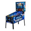 Star Trek themed pinball machine with a blue and black design, featuring Star Trek character graphics, the Star Trek logo, and a backbox display on a white background.